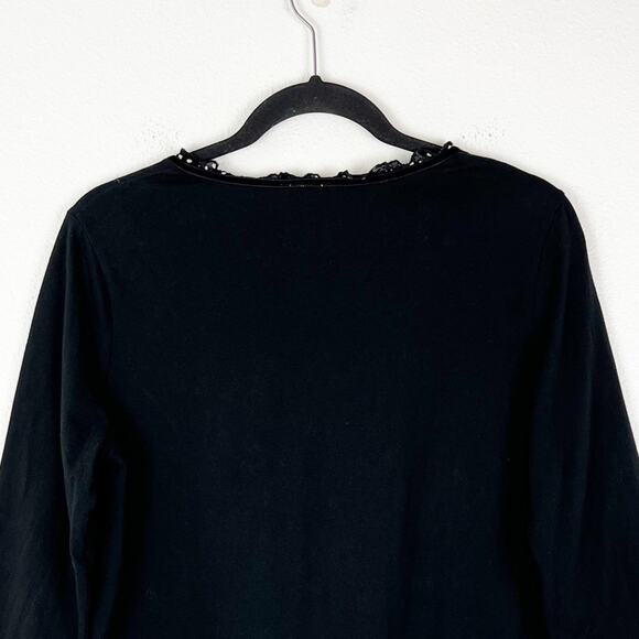 Vintage Top Blouse Floral Embroidered Lace Polka Dot Embellished Cotton Small - Picture 6 of 9